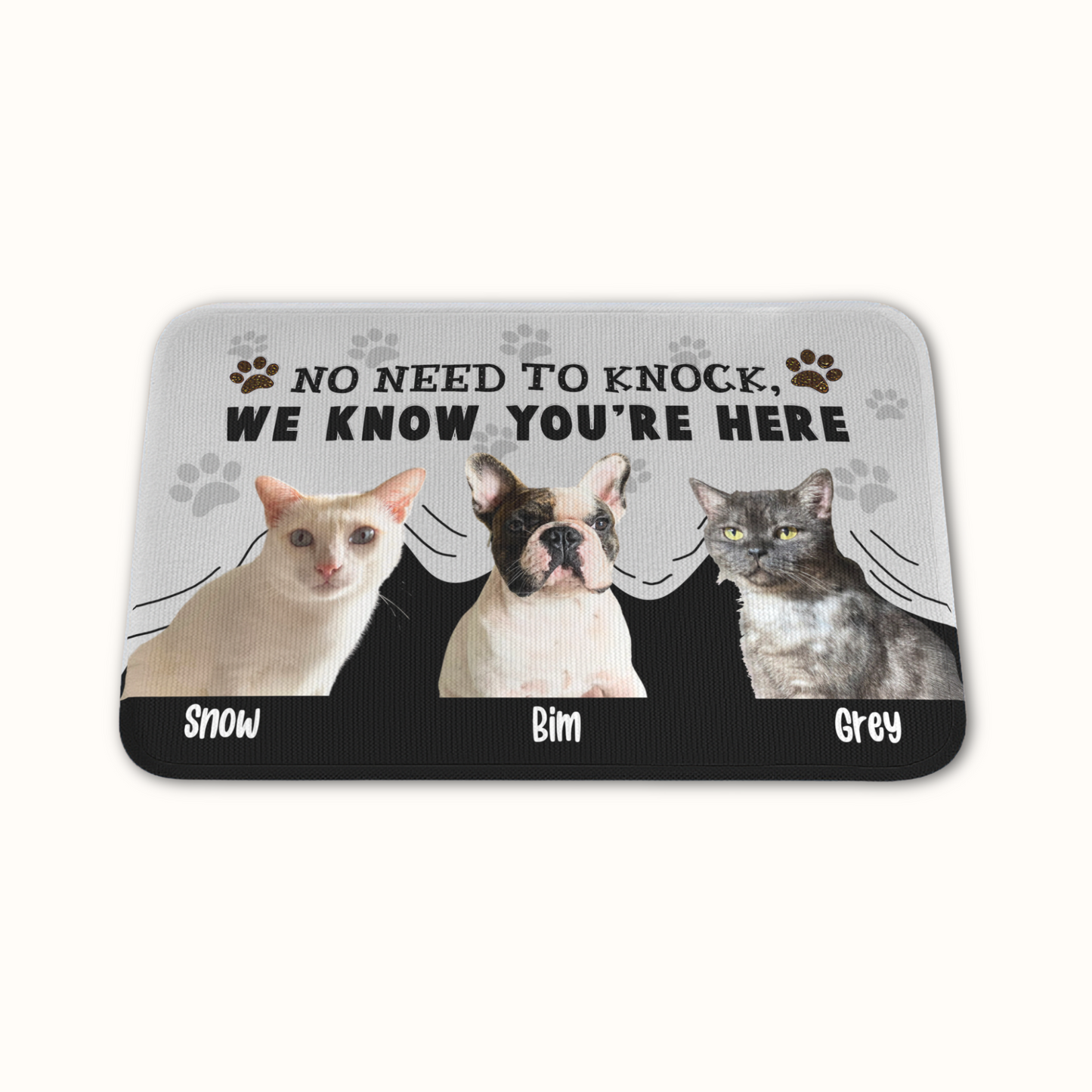 Personalized Pet Doormat, No Need To Knock Doormat, Custom Pet Photo and Name, Gift for Pet Owners