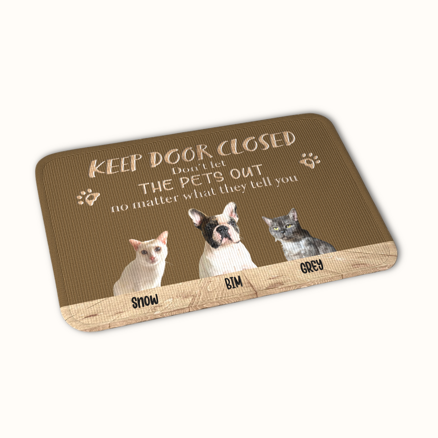 Personalized Pet Doormat, Keep Door Closed Doormat, Custom Pet Photo and Name, Gift for Pet Owners