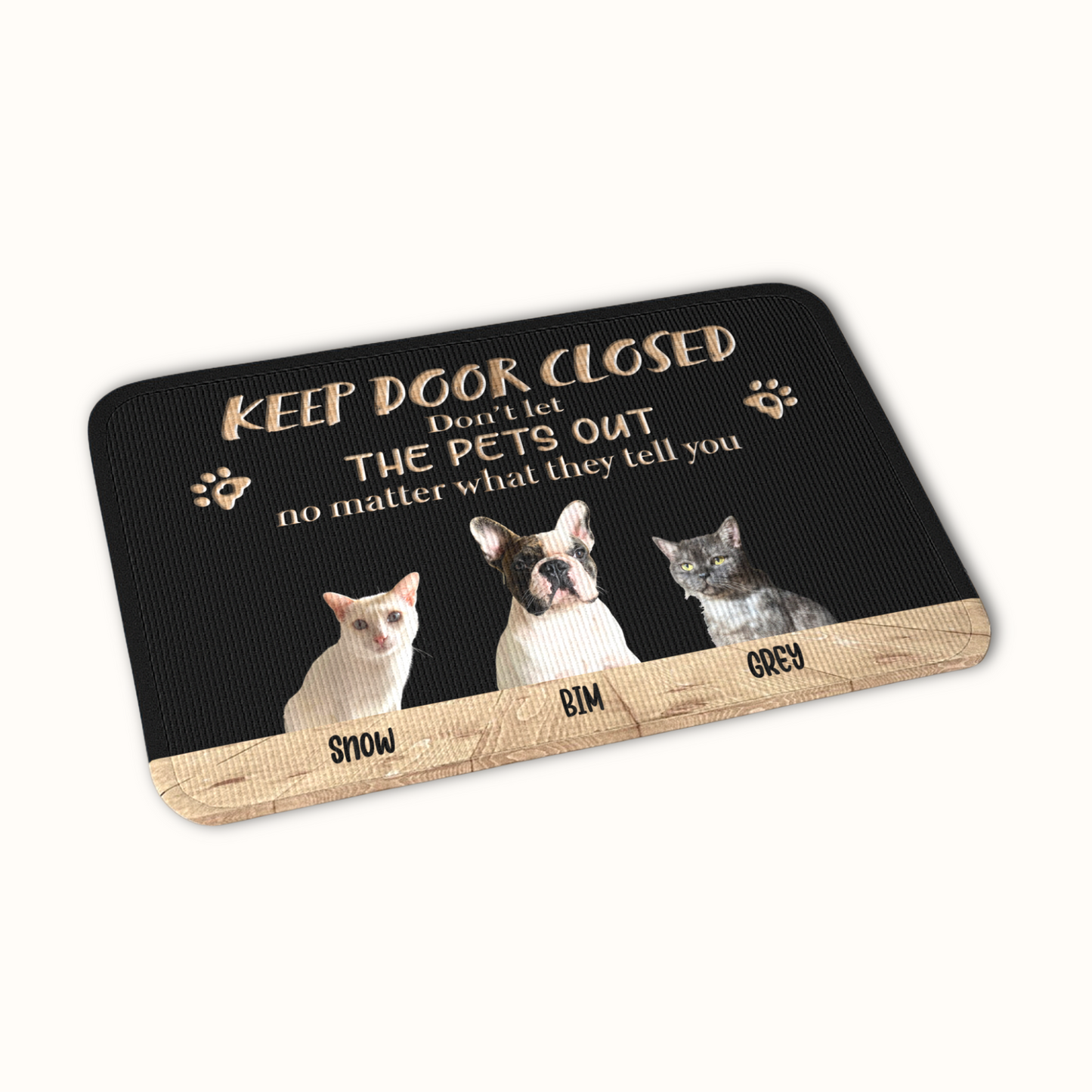Personalized Pet Doormat, Keep Door Closed Doormat, Custom Pet Photo and Name, Gift for Pet Owners