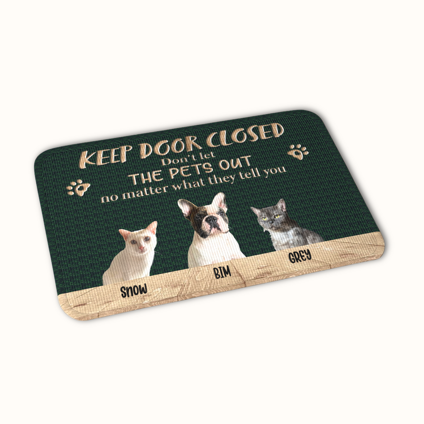 Personalized Pet Doormat, Keep Door Closed Doormat, Custom Pet Photo and Name, Gift for Pet Owners