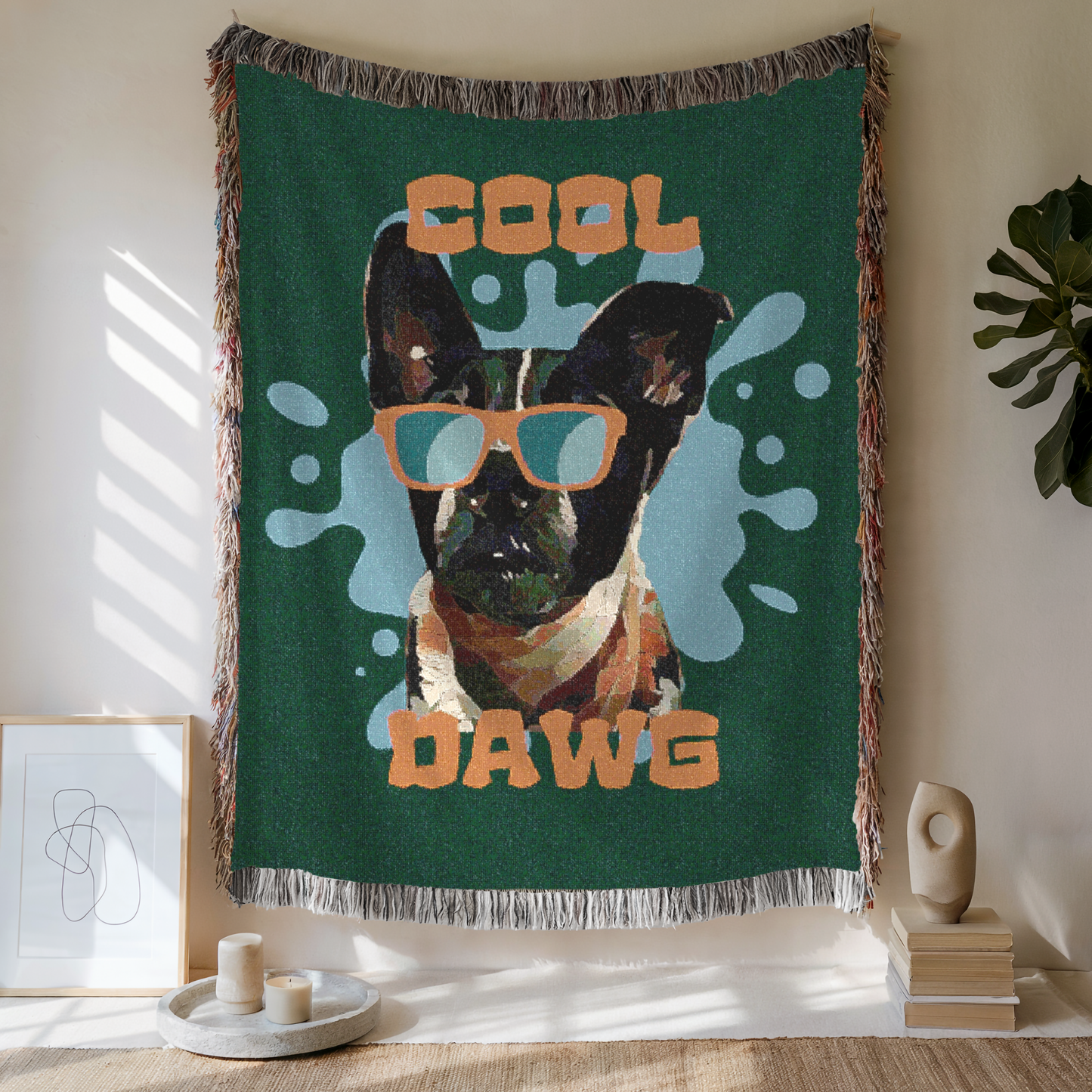Custom Cool Dawg Woven Blanket, Custom Dog Photo, Gift For Dog Lovers