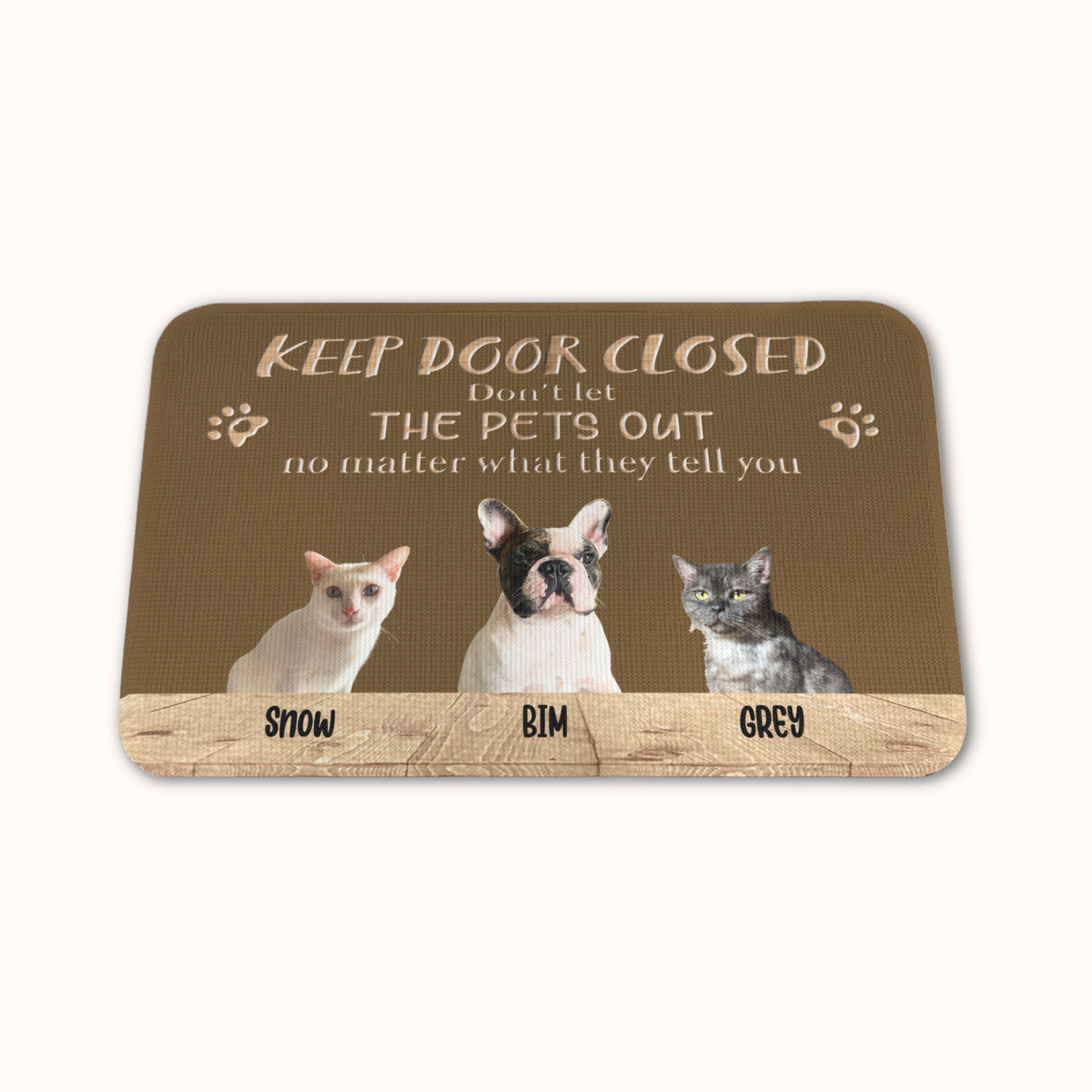 Personalized Pet Doormat, Keep Door Closed Doormat, Custom Pet Photo and Name, Gift for Pet Owners