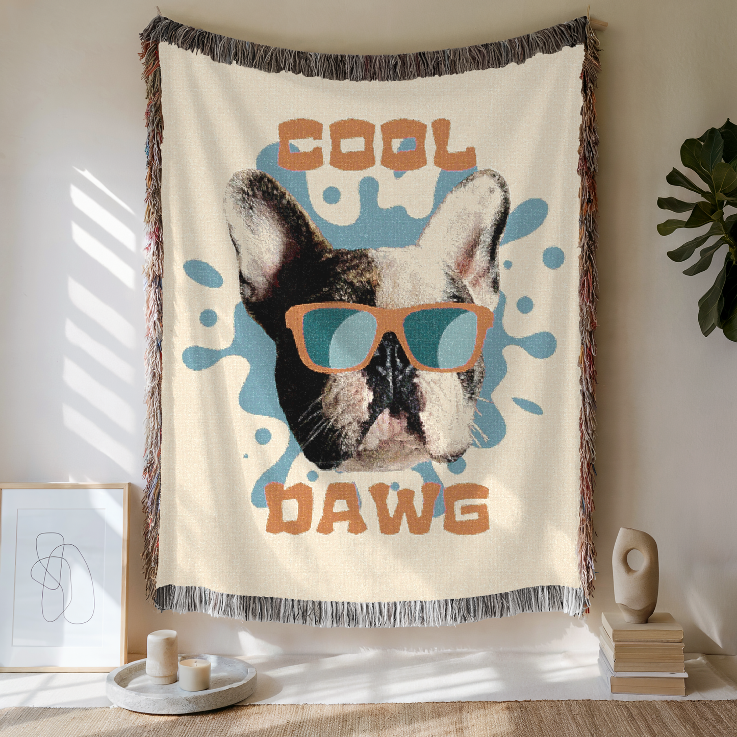 Custom Cool Dawg Woven Blanket, Custom Dog Photo, Gift For Dog Lovers
