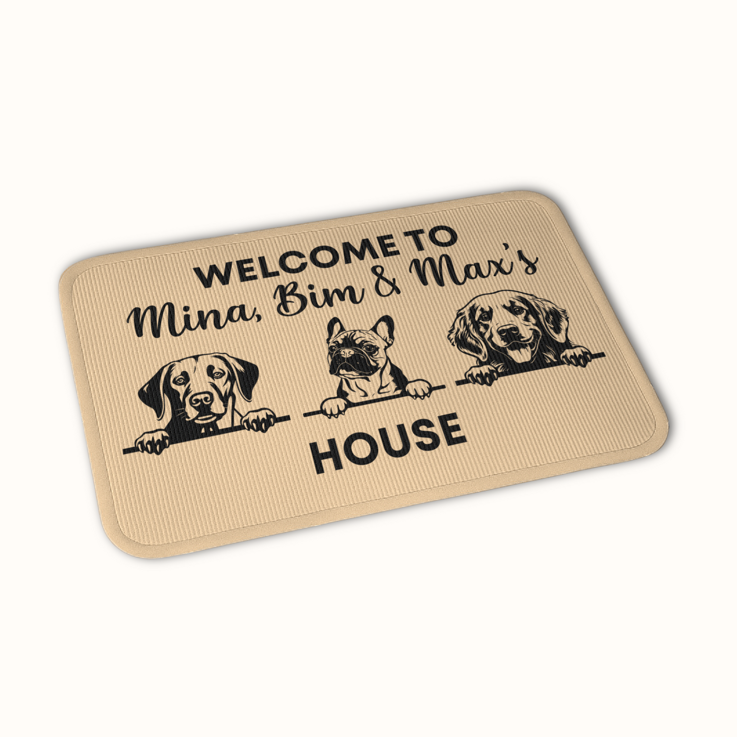 Personalized Dog Welcome To House Doormat, Custom Dog Breed and Name, Gift for Dog Owners