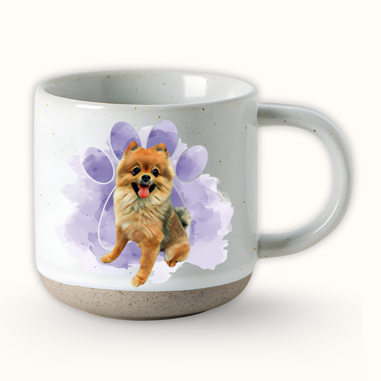 Personalized Pet Paw Pottery Mug 12oz, Custom 2 Sides Pet Photo And Name, Gift For Pet Owners