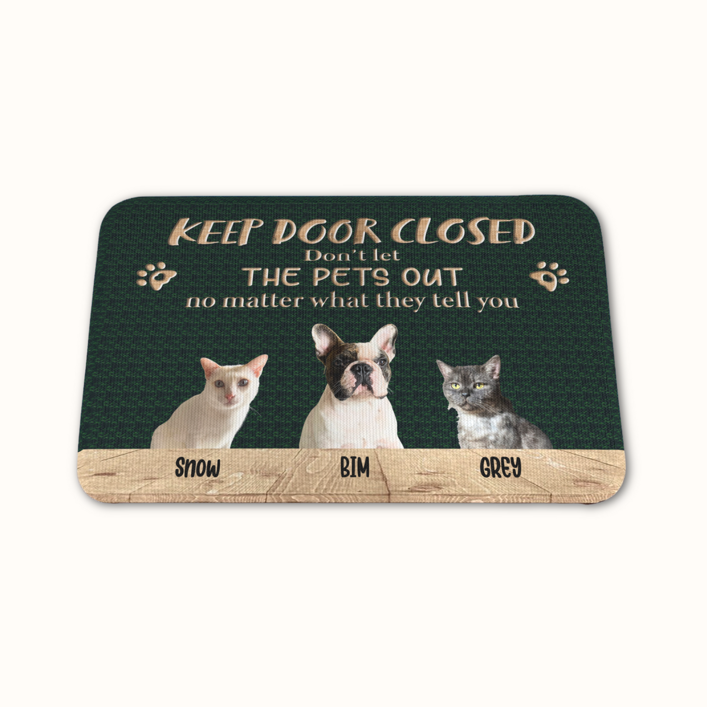 Personalized Pet Doormat, Keep Door Closed Doormat, Custom Pet Photo and Name, Gift for Pet Owners