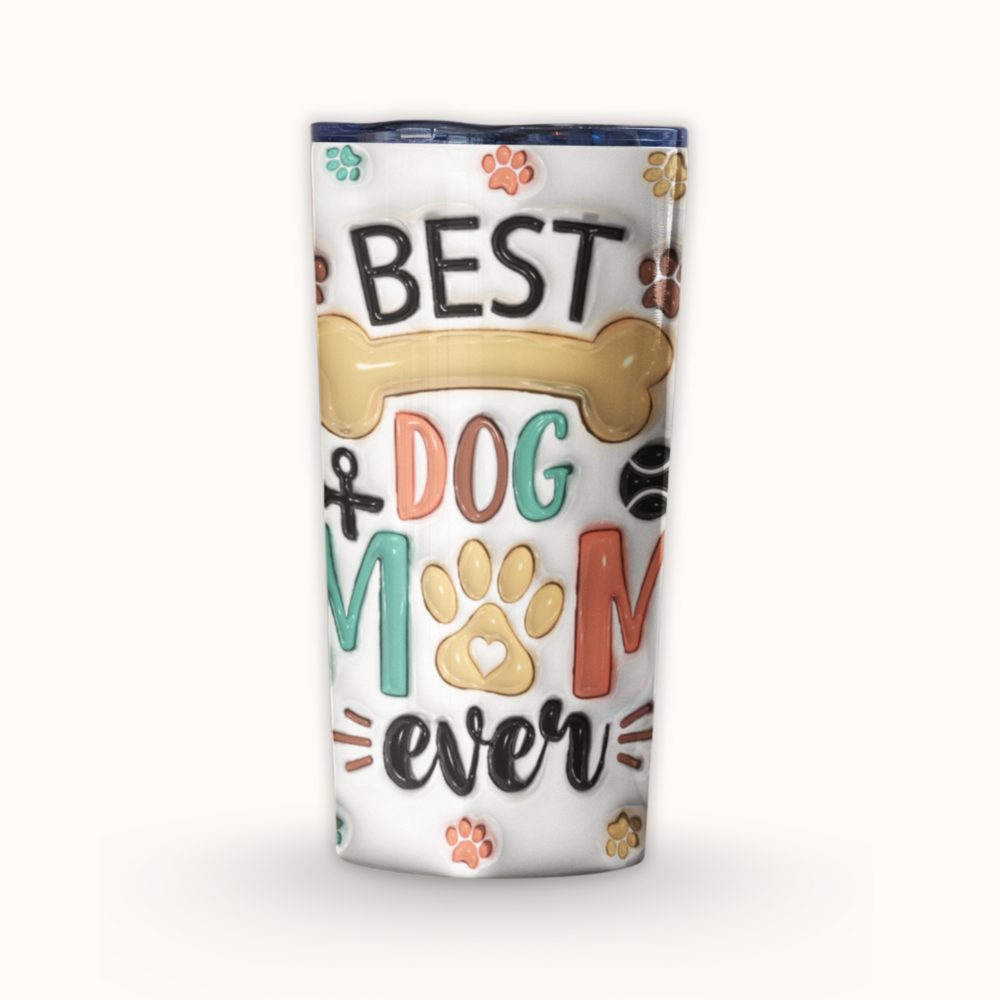 Personalized Best Dog Mom Ever 3D Inflated Effect Tumbler, Custom Dog Photo Tumbler, Gift For Dog Owners