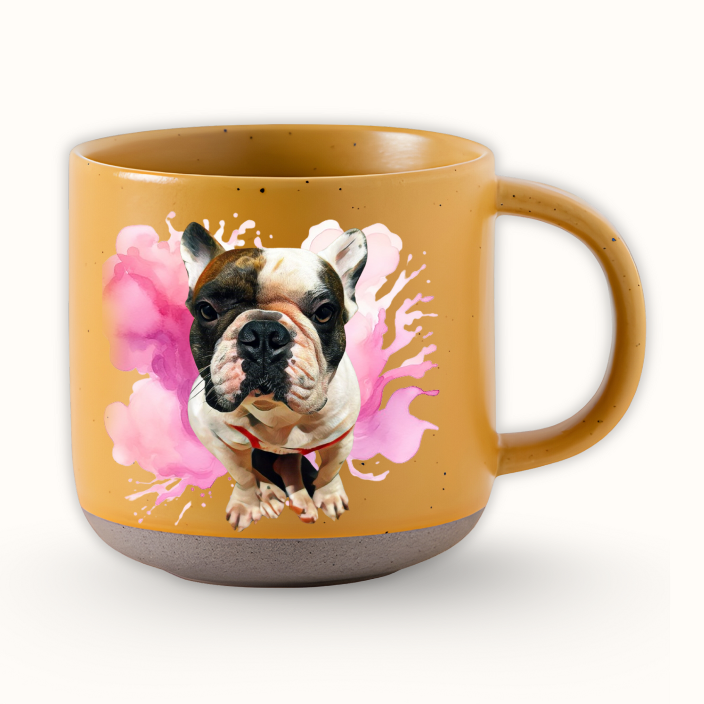 Personalized Pet Watercolor Art Pottery Mug 12oz, Custom 2 Sides Pet Photo And Name, Gift For Pet Owners
