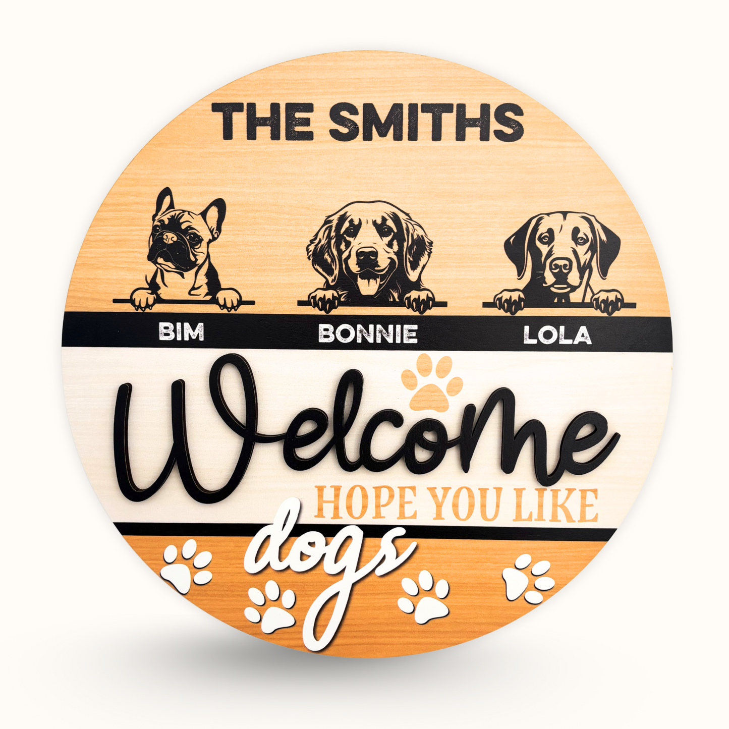 Hope You Like Dogs – Custom 2-Layer Dog Face Door Sign