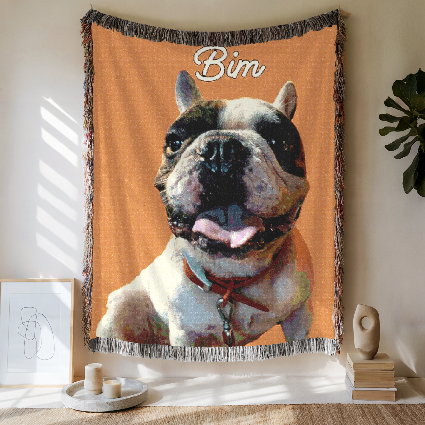 Custom Pet Woven Blanket, Custom Pet Photo And Name, Gift For Pet Lovers