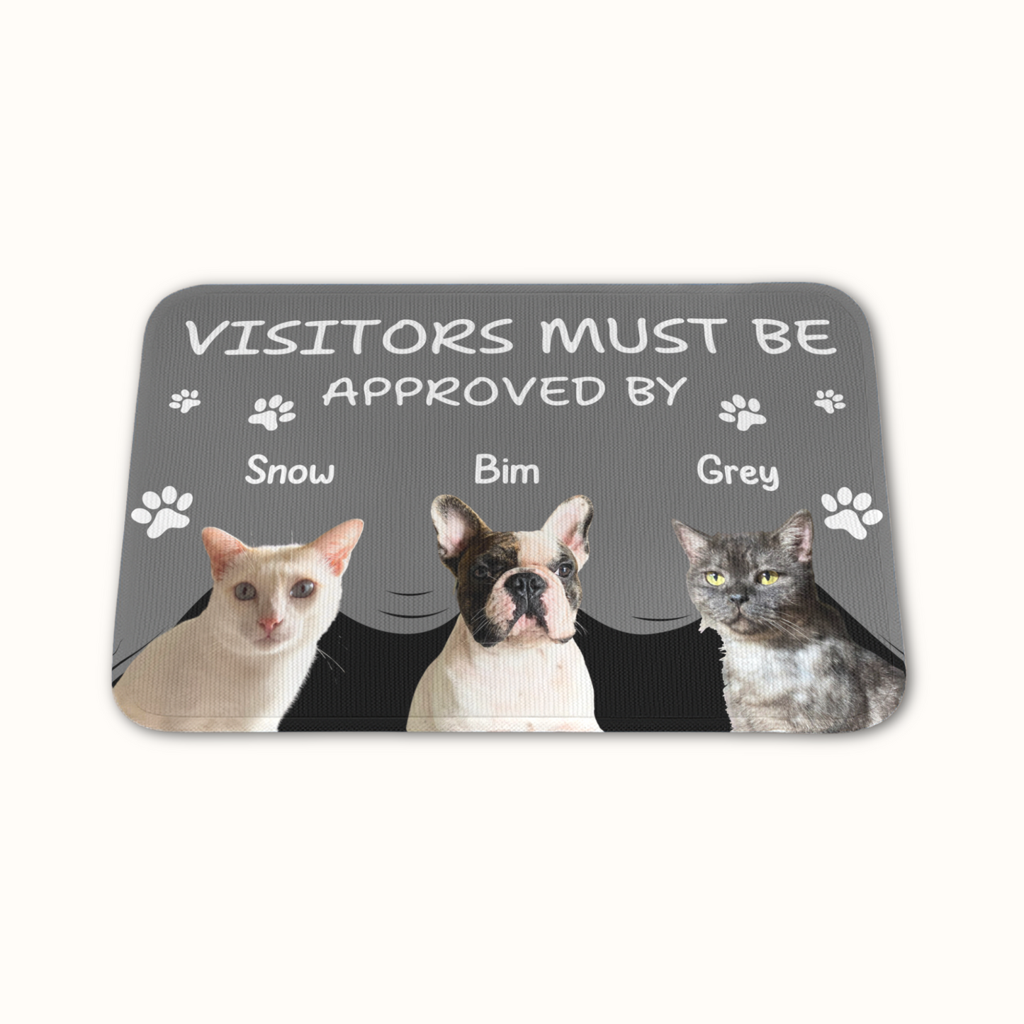 Personalized Pet Doormat, Visitors Must Be Approved By Doormat, Custom Pet Photo and Name, Gift for Pet Owners