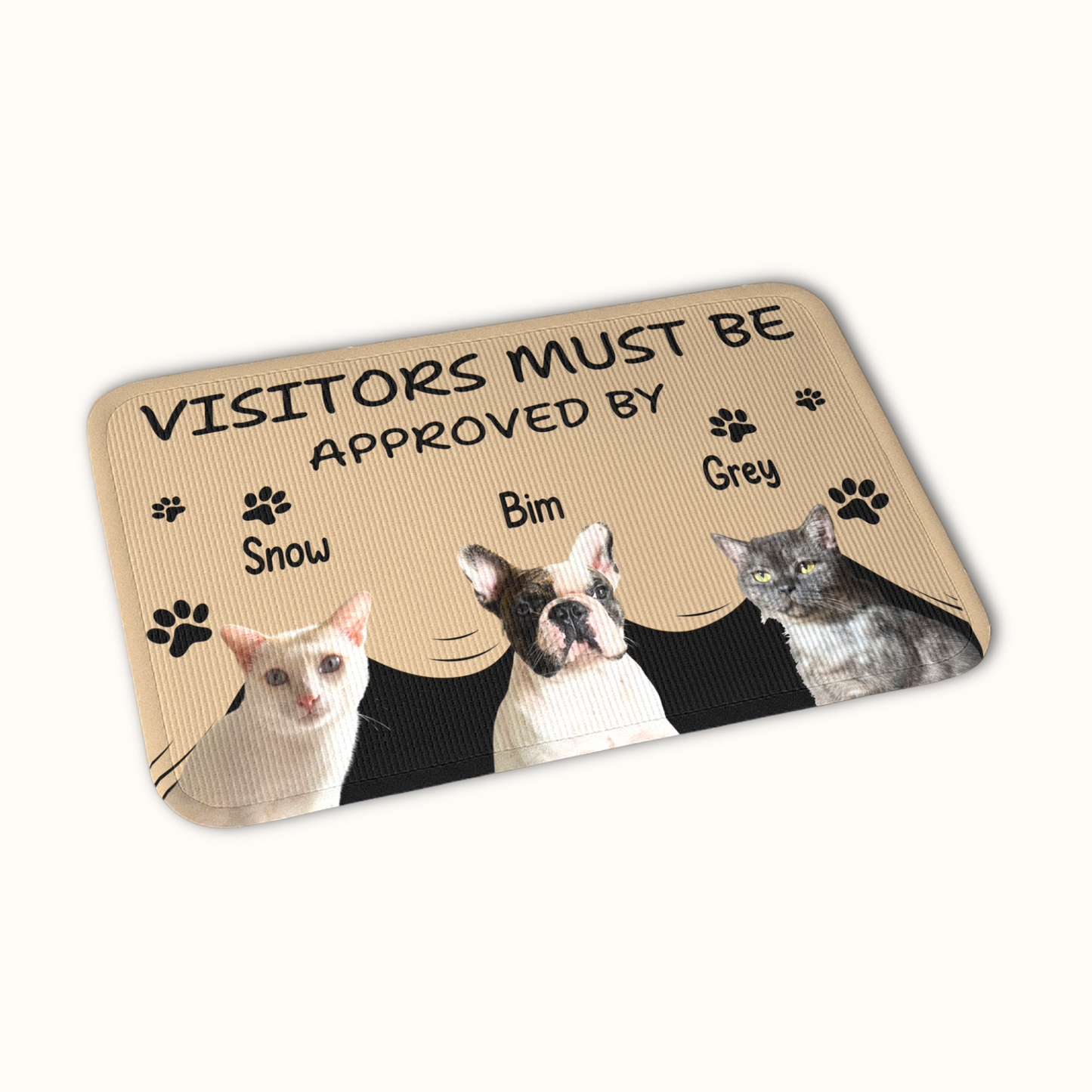 Personalized Pet Doormat, Visitors Must Be Approved By Doormat, Custom Pet Photo and Name, Gift for Pet Owners