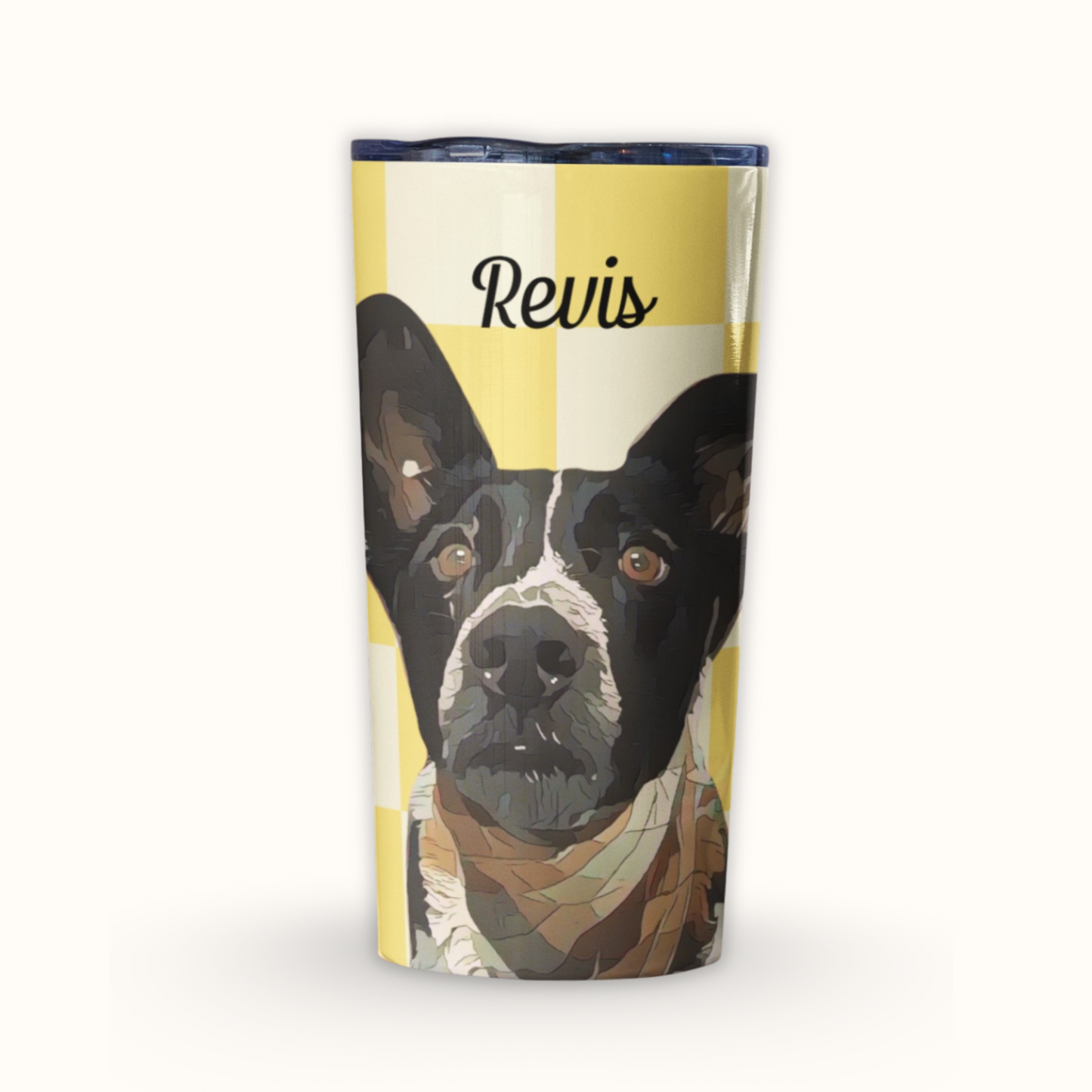 Personalized Pet Checkered Tumbler, Custom Pet Photo And Name, Gift For Pet Owners