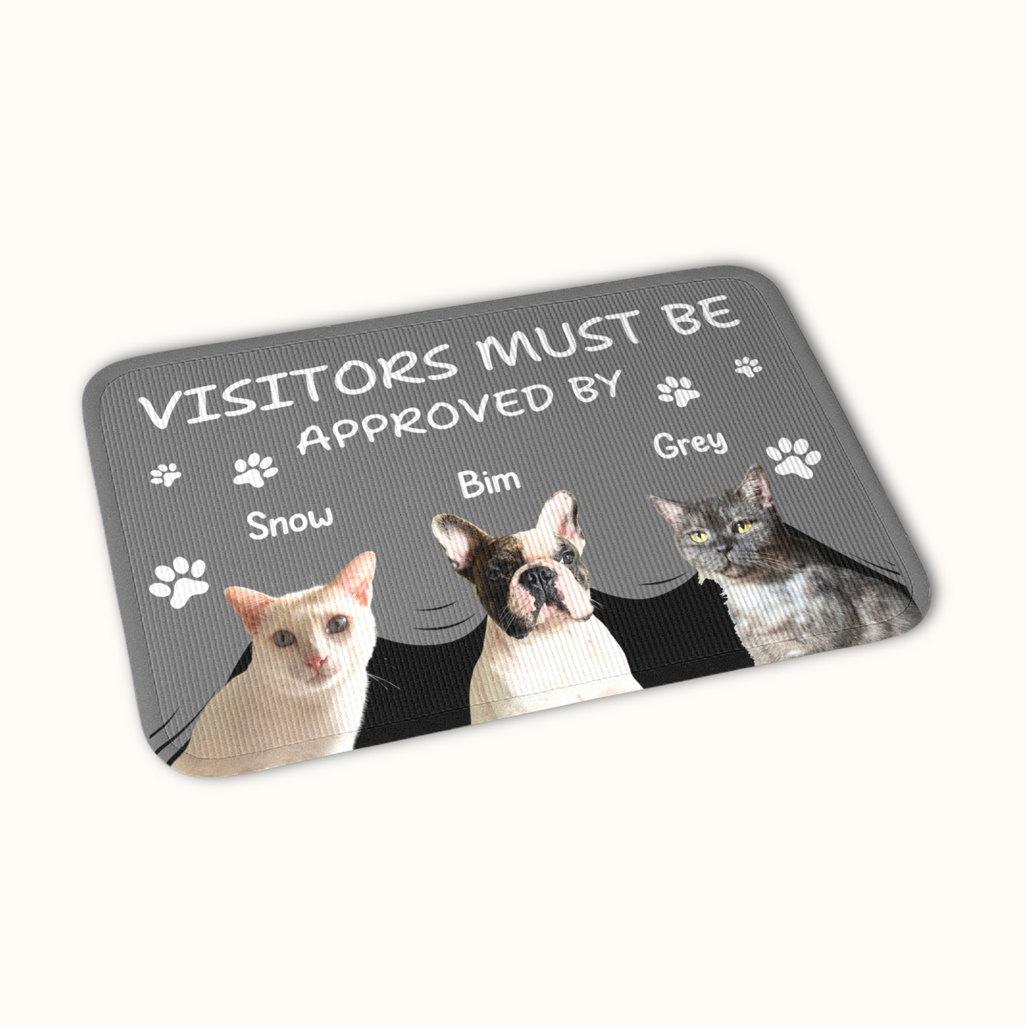 Personalized Pet Doormat, Visitors Must Be Approved By Doormat, Custom Pet Photo and Name, Gift for Pet Owners