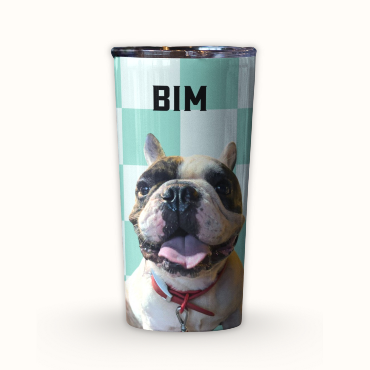 Personalized Pet Checkered Tumbler, Custom Pet Photo And Name, Gift For Pet Owners