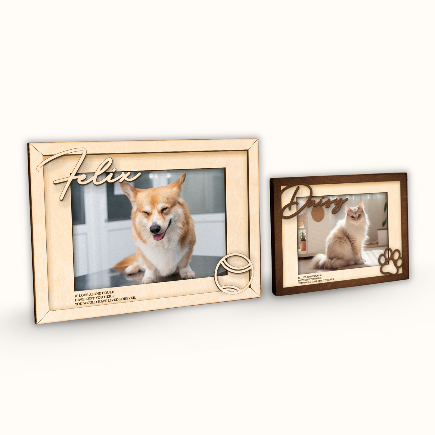Personalized 2 Layer Wooden Pet Photo Frame, Custom Pet Name Picture Frame, Gifts for Pet Lovers