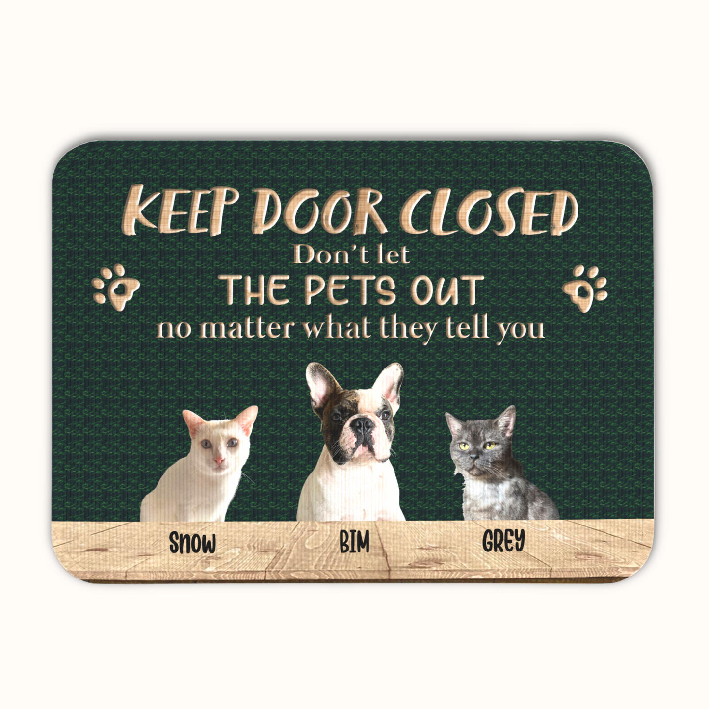 Personalized Pet Doormat, Keep Door Closed Doormat, Custom Pet Photo and Name, Gift for Pet Owners