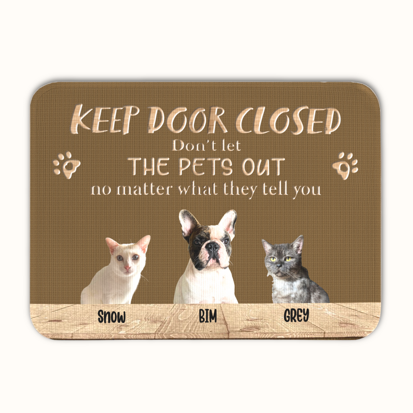 Personalized Pet Doormat, Keep Door Closed Doormat, Custom Pet Photo and Name, Gift for Pet Owners