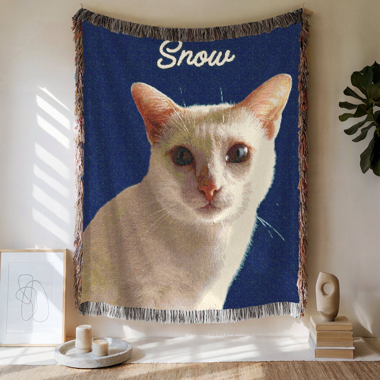 Custom Pet Woven Blanket, Custom Pet Photo And Name, Gift For Pet Lovers