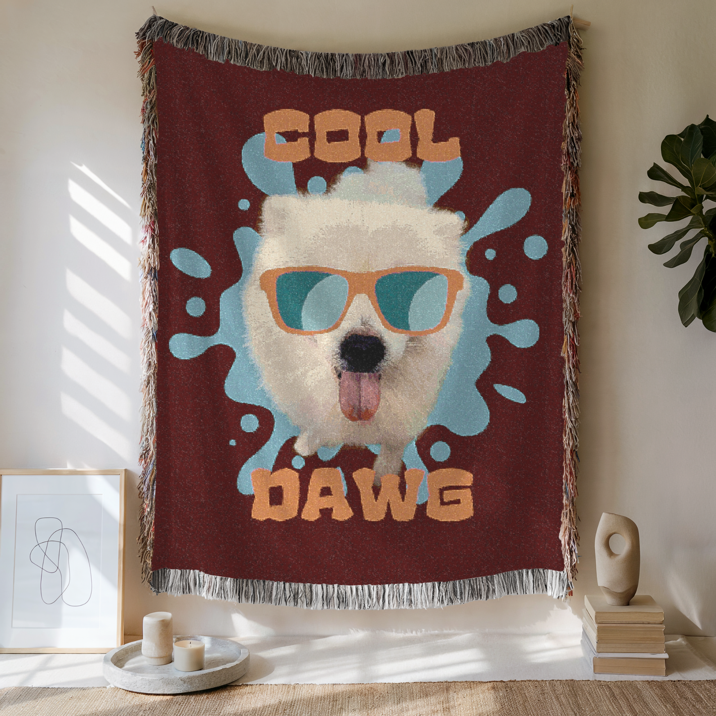 Custom Cool Dawg Woven Blanket, Custom Dog Photo, Gift For Dog Lovers