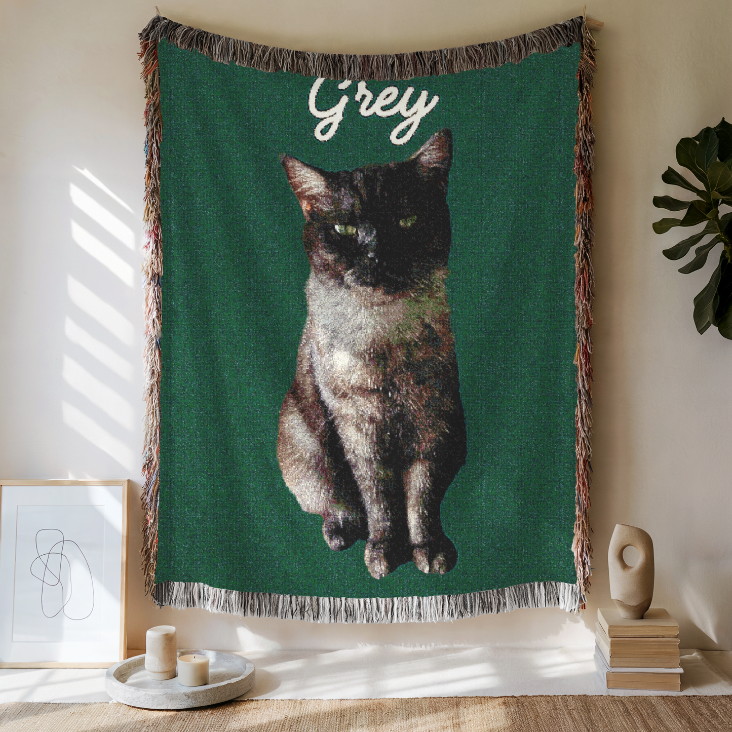 Custom Pet Woven Blanket, Custom Pet Photo And Name, Gift For Pet Lovers