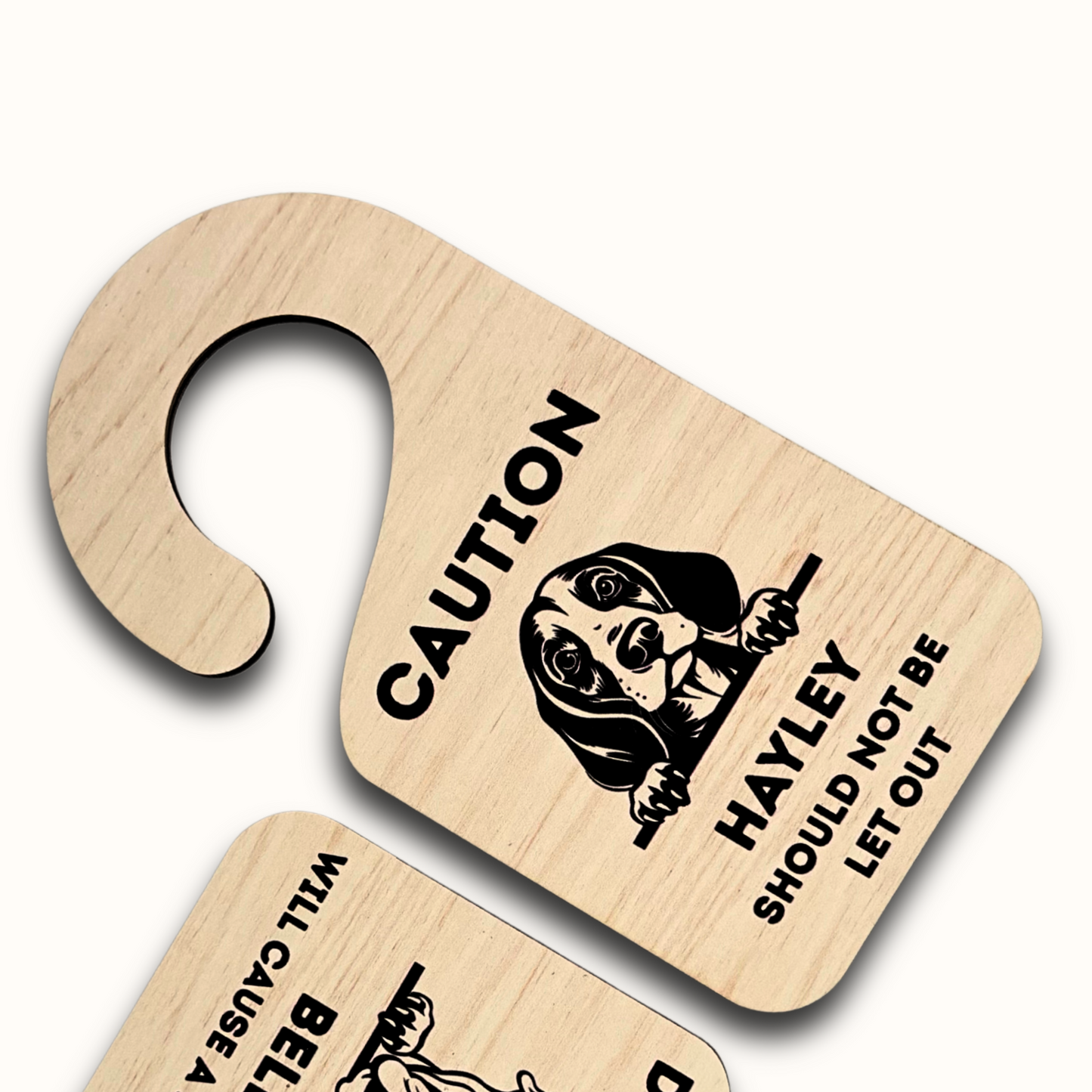 Caution – Should Not Be Let Out – Personalized Dog Face Door Hanger