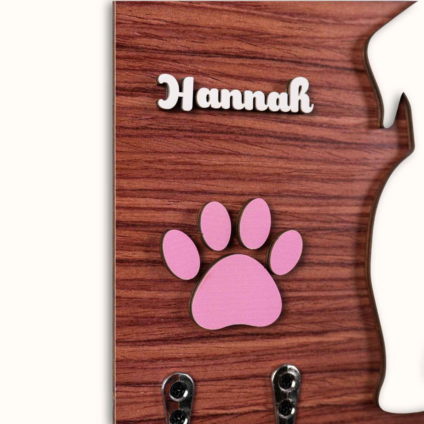 Personalized Dog Leash & Key Holder – Custom 2-Layer Wooden Dog Silhouette