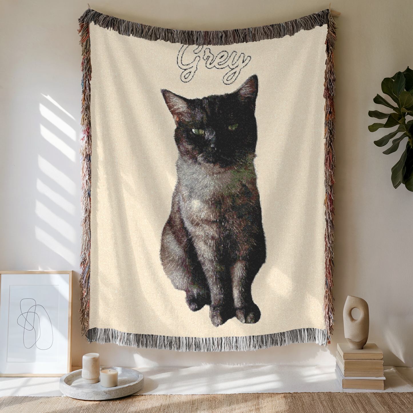 Custom Pet Woven Blanket, Custom Pet Photo And Name, Gift For Pet Lovers
