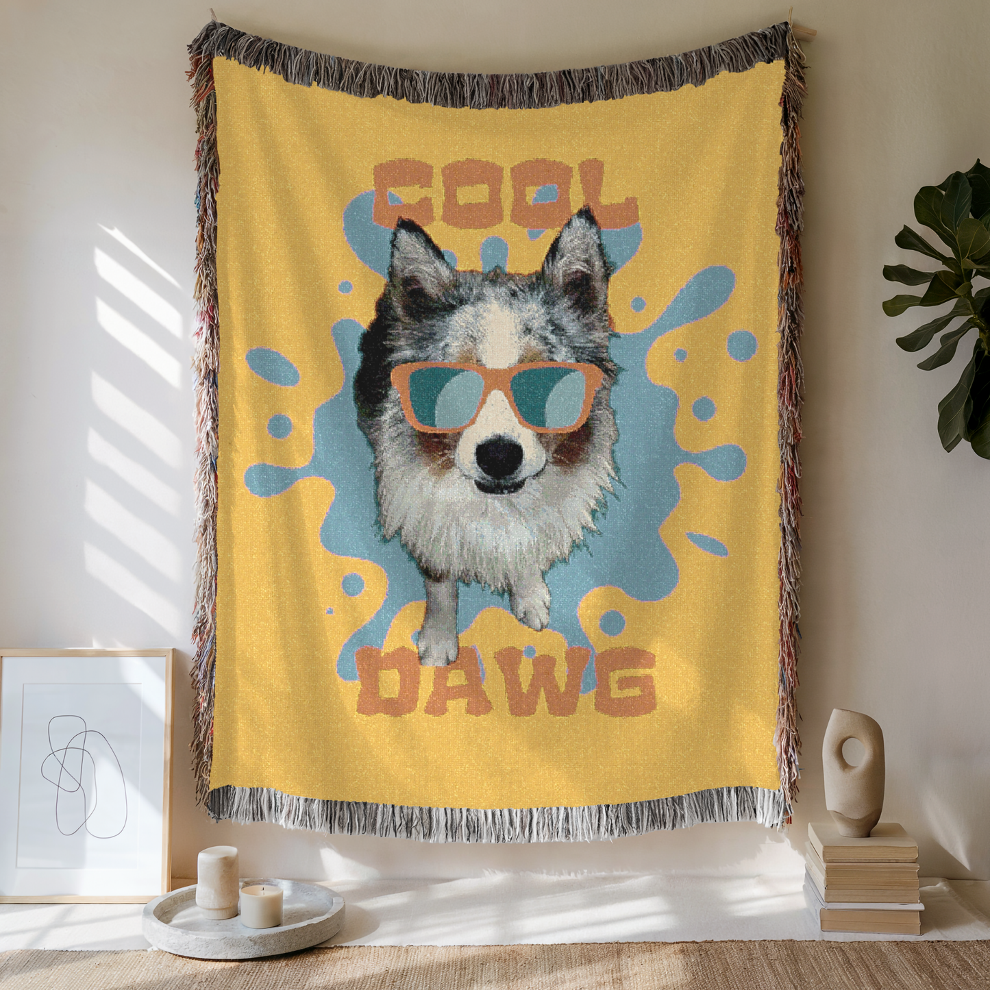 Custom Cool Dawg Woven Blanket, Custom Dog Photo, Gift For Dog Lovers