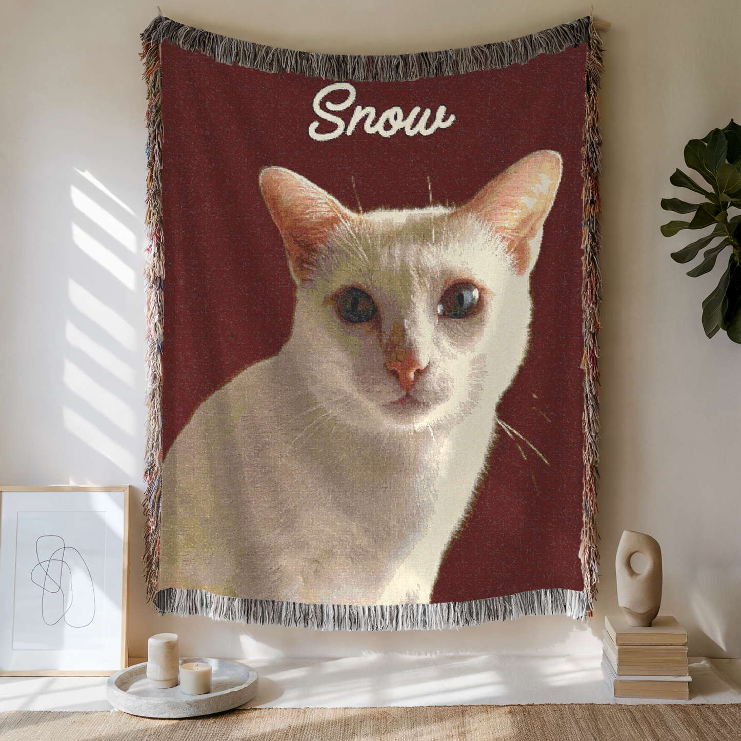 Custom Pet Woven Blanket, Custom Pet Photo And Name, Gift For Pet Lovers