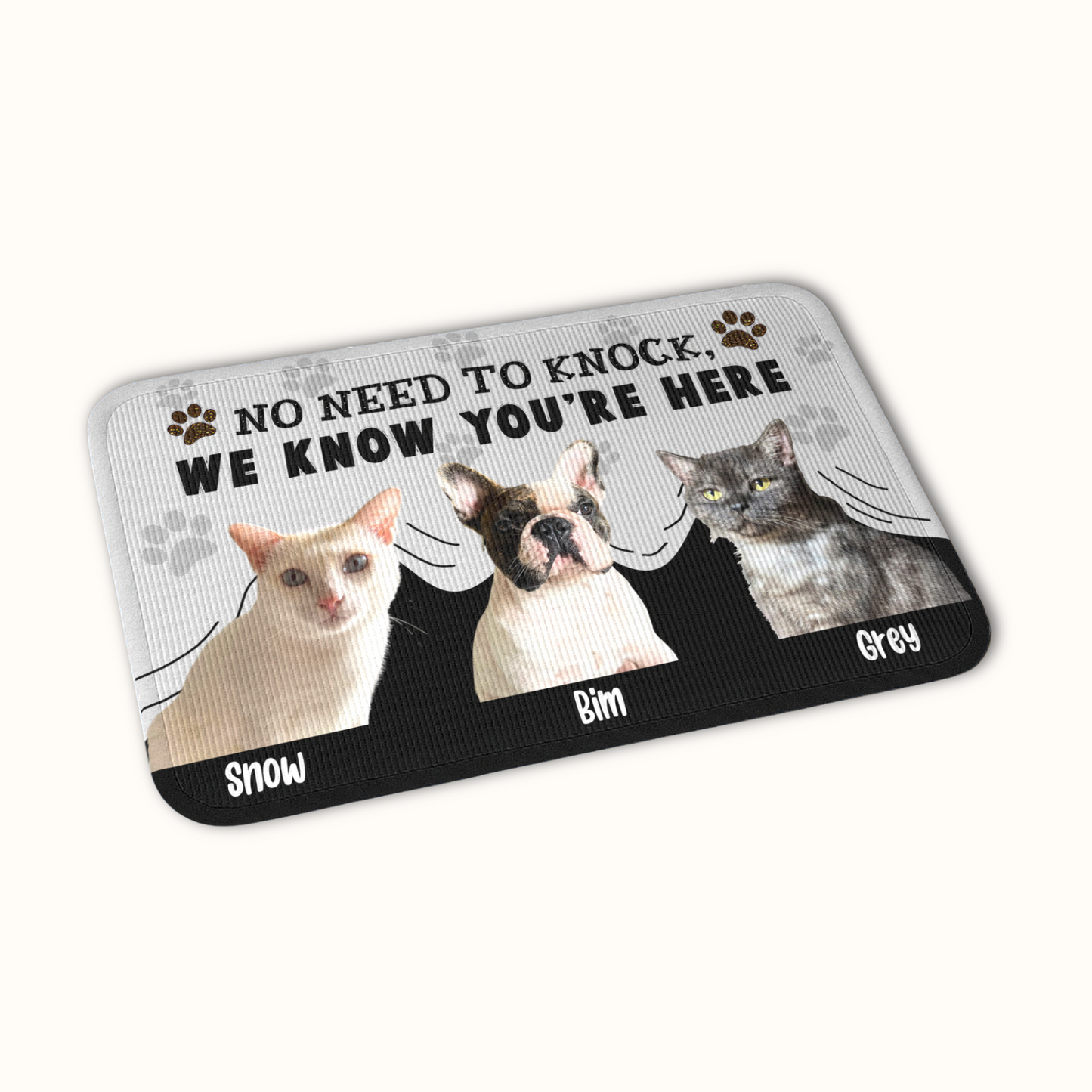 Personalized Pet Doormat, No Need To Knock Doormat, Custom Pet Photo and Name, Gift for Pet Owners