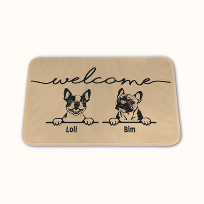 Personalized Dog Welcome Doormat, Custom Dog Breed and Name, Gift for Dog Owners