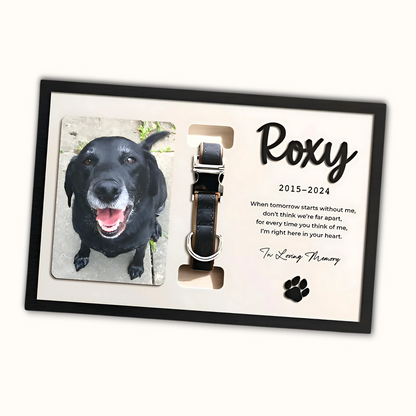 Personalized Wooden Pet Memorial Frame, Custom Pet Collar Holder Wooden Sign, Remembrance Gift For Loss Pet
