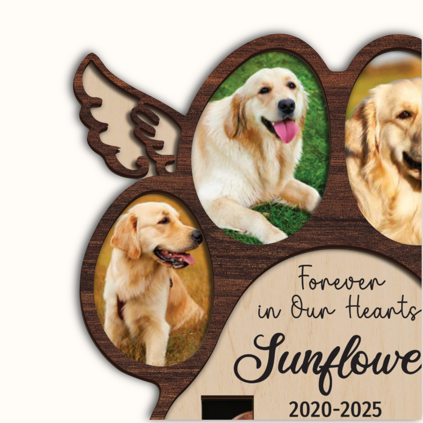 Personalized Wooden Pet Memorial Heart Frame, Custom Pet Collar Holder Wooden Sign, Remembrance Gift For Loss Pet