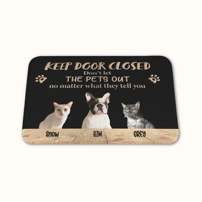 Personalized Pet Doormat, Keep Door Closed Doormat, Custom Pet Photo and Name, Gift for Pet Owners