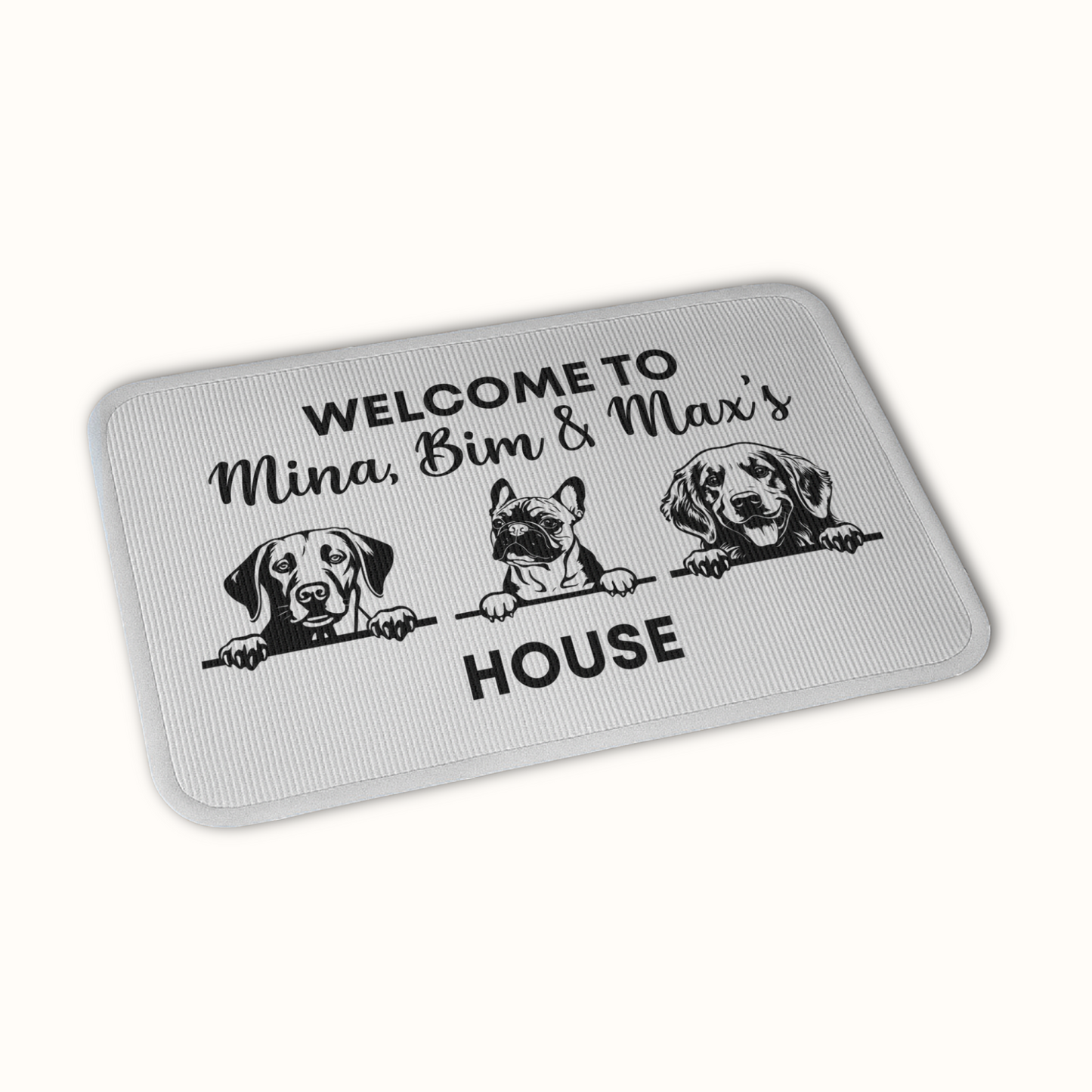 Personalized Dog Welcome To House Doormat, Custom Dog Breed and Name, Gift for Dog Owners