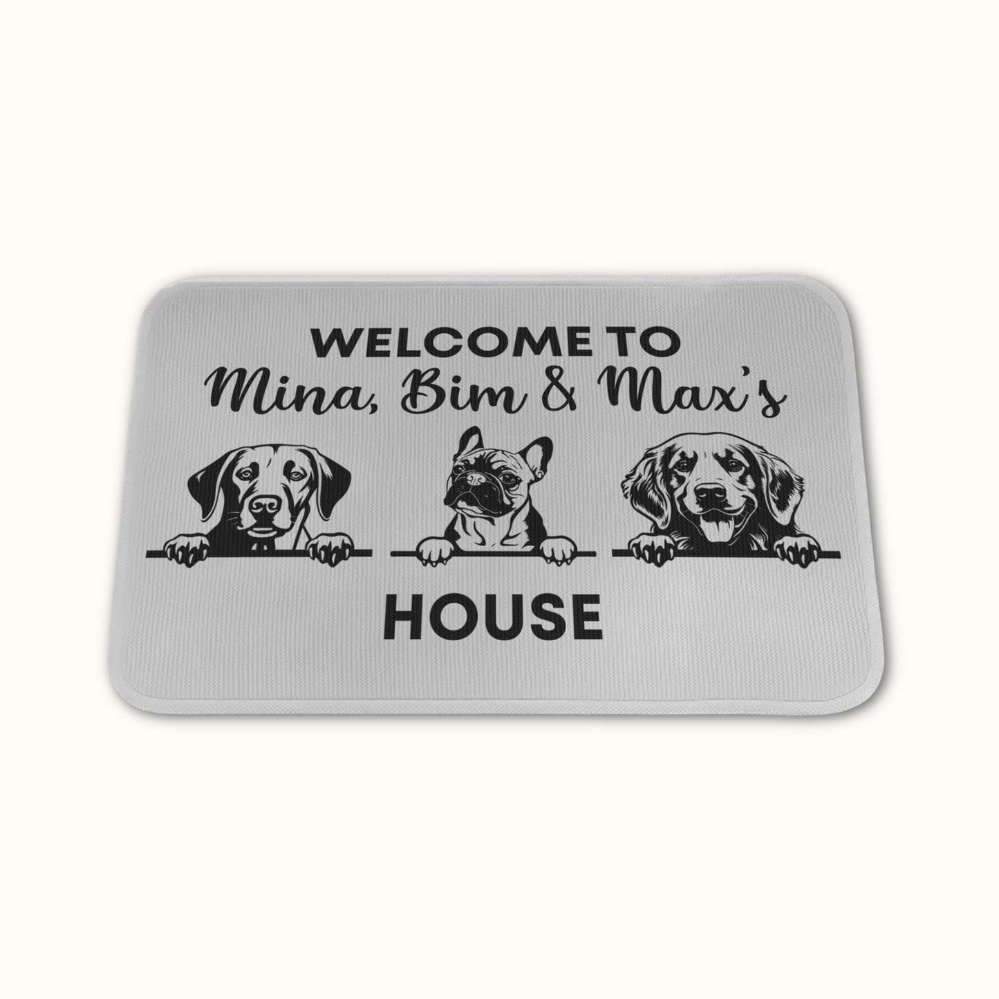 Personalized Dog Welcome To House Doormat, Custom Dog Breed and Name, Gift for Dog Owners