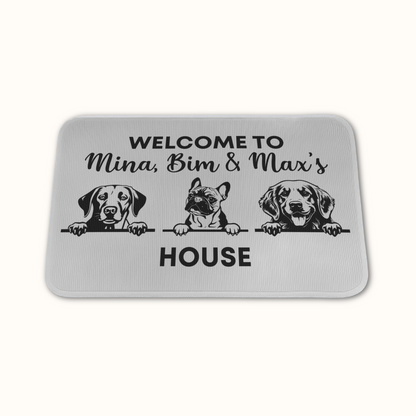 Personalized Dog Welcome To House Doormat, Custom Dog Breed and Name, Gift for Dog Owners