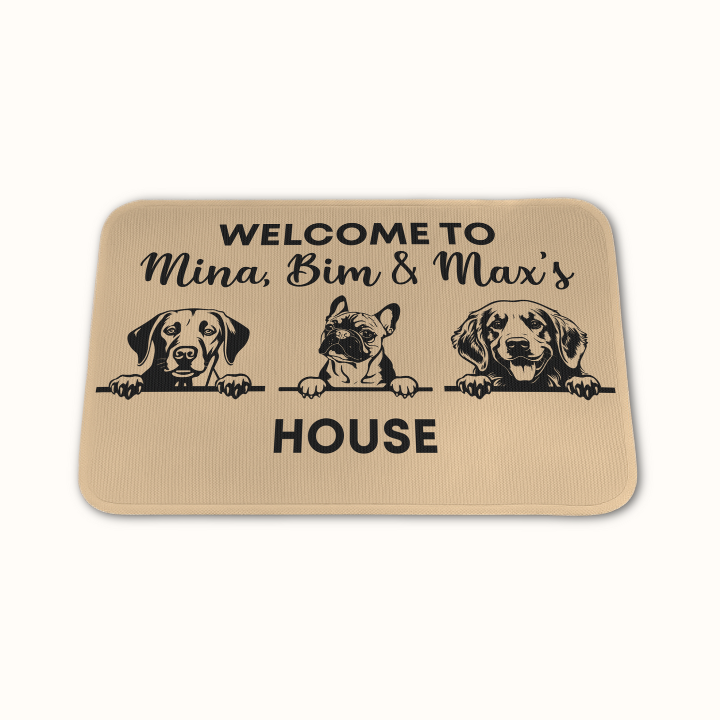 Personalized Dog Welcome To House Doormat, Custom Dog Breed and Name, Gift for Dog Owners