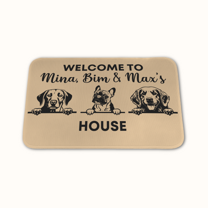 Personalized Dog Welcome To House Doormat, Custom Dog Breed and Name, Gift for Dog Owners