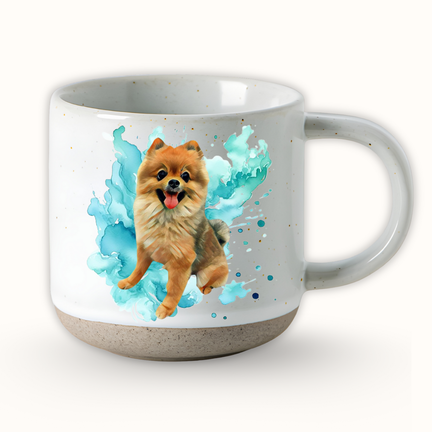 Personalized Pet Watercolor Art Pottery Mug 12oz, Custom 2 Sides Pet Photo And Name, Gift For Pet Owners