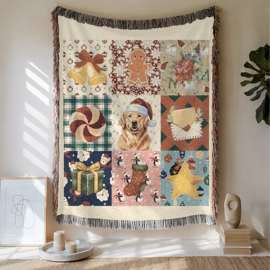 Custom Pet The Holiday Woven Blanket, Custom Pet Photo, Gift For Pet Lovers