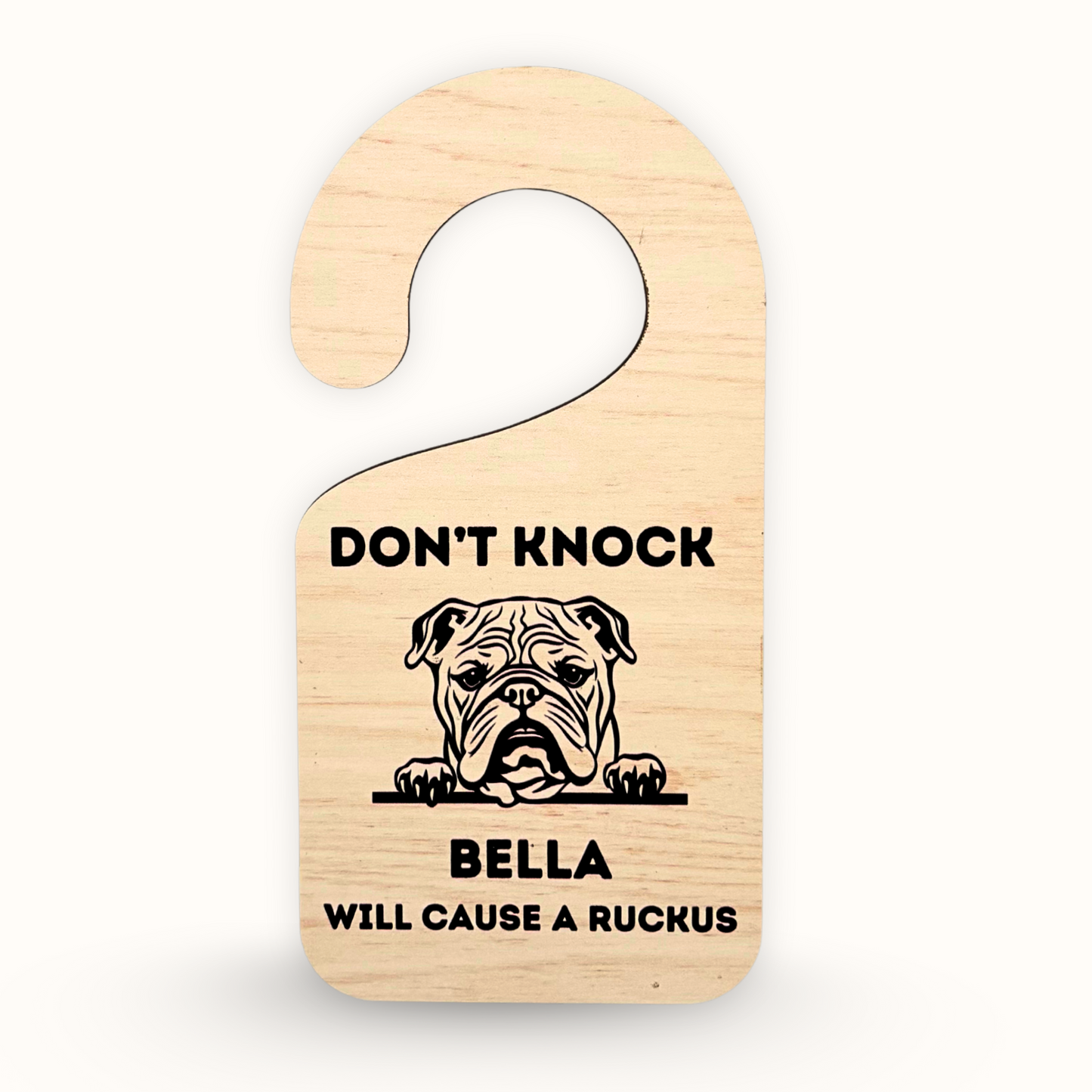 Custom Dog Face Door Knob Hanger, Don't Knock Will Cause a Ruckus Door Lever Hanger Sign, Gift For Dog Owners