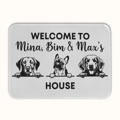 Personalized Dog Welcome To House Doormat, Custom Dog Breed and Name, Gift for Dog Owners