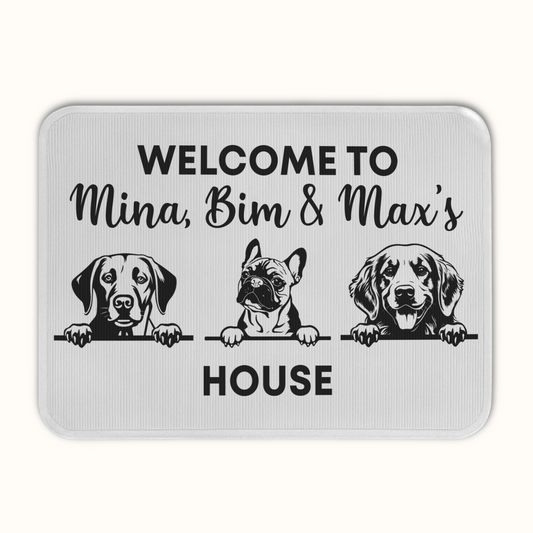 Personalized Dog Welcome To House Doormat, Custom Dog Breed and Name, Gift for Dog Owners