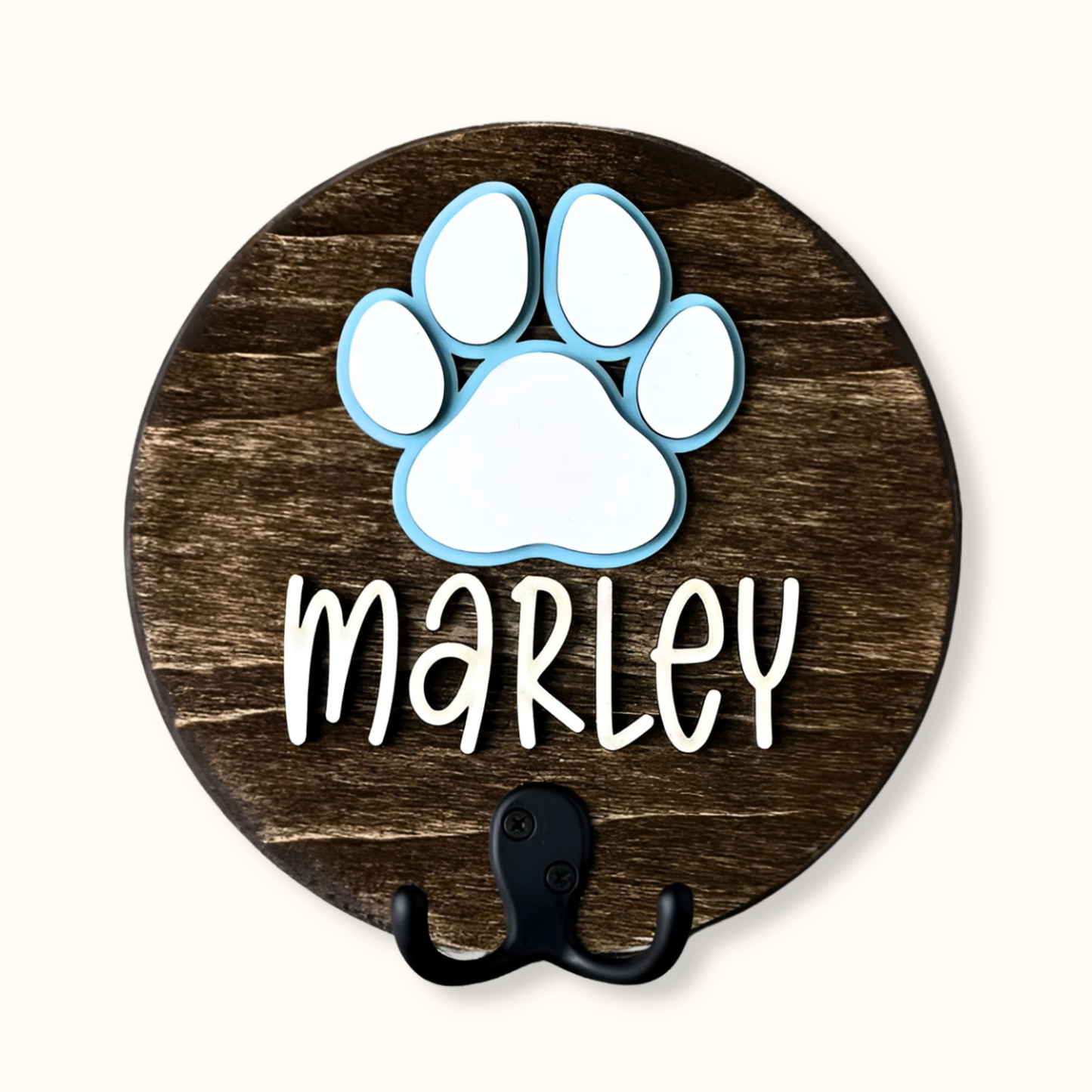 Handcraft 3 Layers Wooden Leash Holder Pet Circle Shape Personalized, Custom Key Hanger Dog Leash Holder