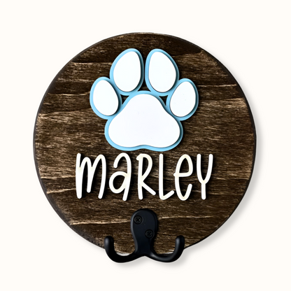 Handcraft 3 Layers Wooden Leash Holder Pet Circle Shape Personalized, Custom Key Hanger Dog Leash Holder