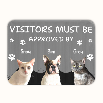Personalized Pet Doormat, Visitors Must Be Approved By Doormat, Custom Pet Photo and Name, Gift for Pet Owners