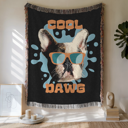Custom Cool Dawg Woven Blanket, Custom Dog Photo, Gift For Dog Lovers