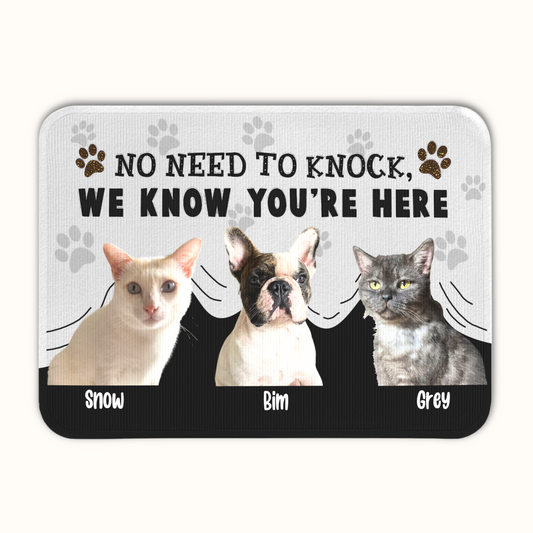 Personalized Pet Doormat, No Need To Knock Doormat, Custom Pet Photo and Name, Gift for Pet Owners
